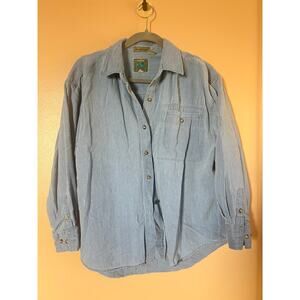 Royal Robbins World Vtg 90s 100% Cotton Blue Stripe Button Down Shirt Made HK M